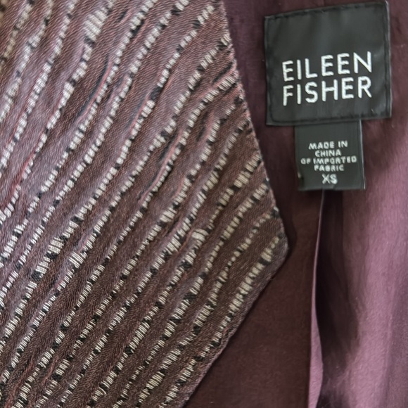 Eileen Fisher Silk Blend Blazer Wine Open Front 3/4 Sleeve Sz XS and pockets - Picture 4 of 5